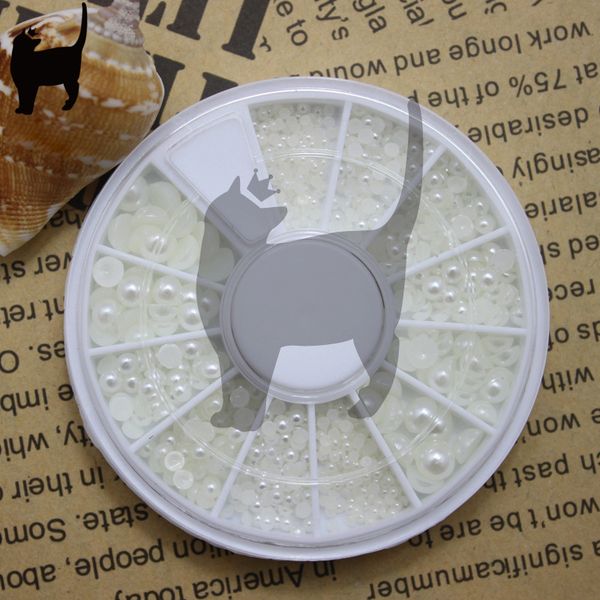 

est japanese trending white half-round pearls mix sizes 1.5mm,2mm,3mm nail art pearls beads nail art supplies, Silver;gold