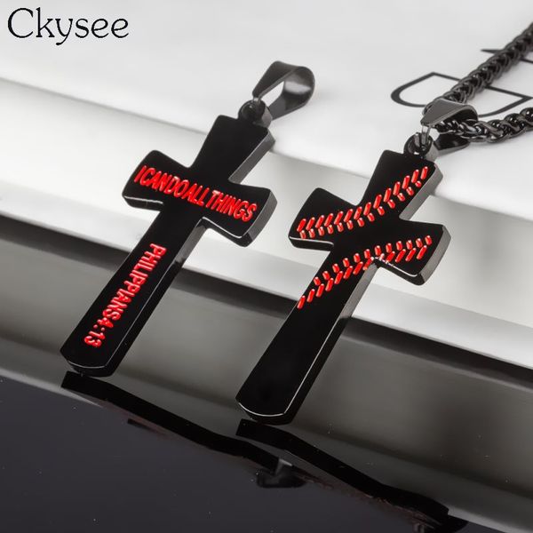 

sports cross necklaces pendants sporting baseball golden color christ jesus pendant stainless steel necklace religious jewelry, Silver