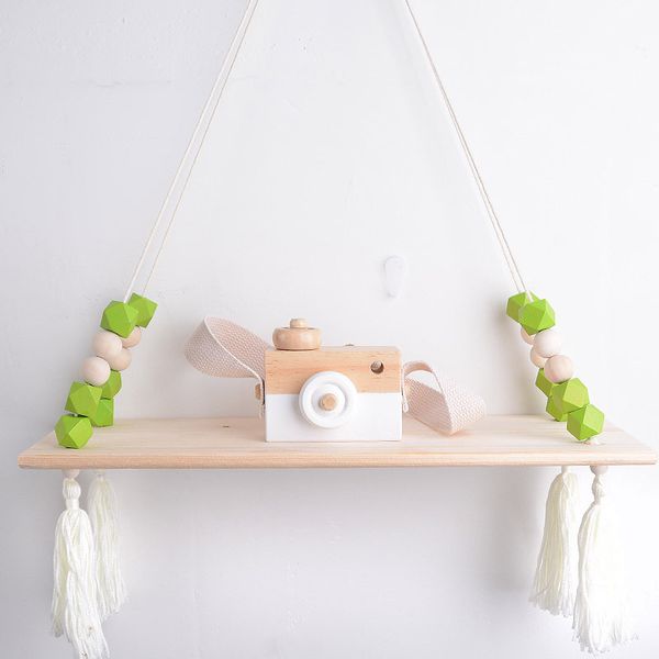 Diy Nordic Children Room Decorative Wall Shelves Wood Clapboard With Tassel Beads Ins Kids Decoration Party Decor Gifts Humour For Men