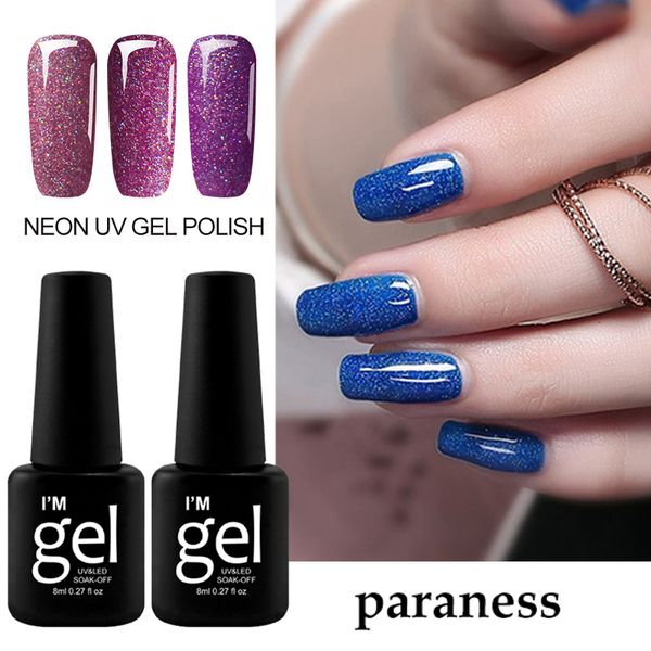 

paranes soak off uv led lamp gel lacquer neon hybrid colorful nail art long lasting shiny acrylic gel varnish uv polish nail, Red;pink