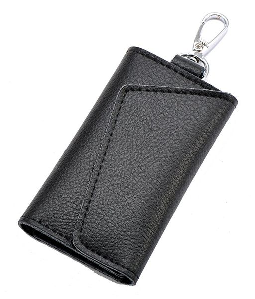 

new slim leather key case wallets keychain key holder ring with 6 hooks snap closure ing, Red;black