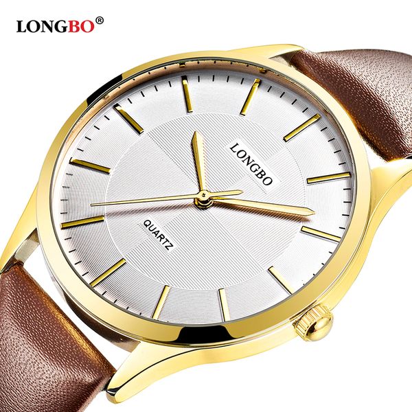 

2018 longbo luxury quartz watch casual fashion leather strap watches men women business couple sports analog wristwatch gift, Slivery;brown
