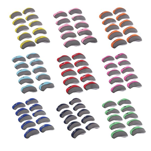 

10 pcs golf iron head covers set iron putter protective 9 colors golf club head protector club cover accessories
