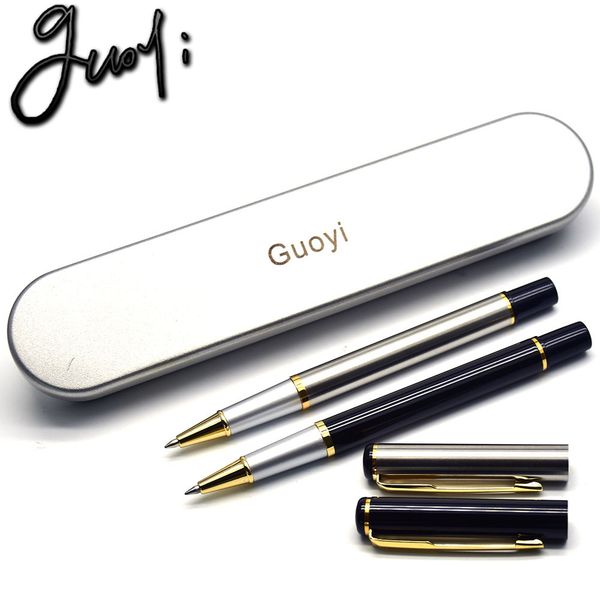 

guoyi brand a111 diy black white steel carved pen stationery ballpoint pen office school gifts guoyi metal, Blue;orange