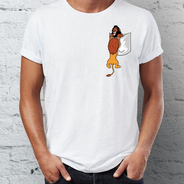 

men's t shirt pocket tee lion king scar betrays mufasa long live the king childhood trauma, White;black