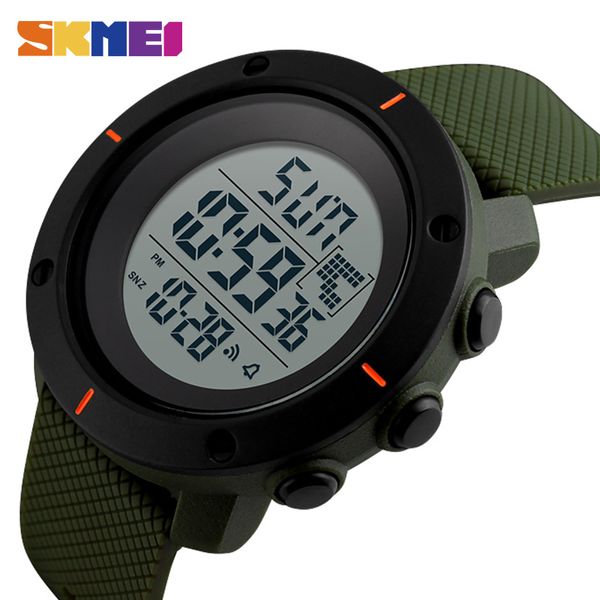 

wholesale-skmei men sport watch big dial digital outdoor wristwatches back light chronograph alarm 50m waterproof watches 1213, Slivery;brown
