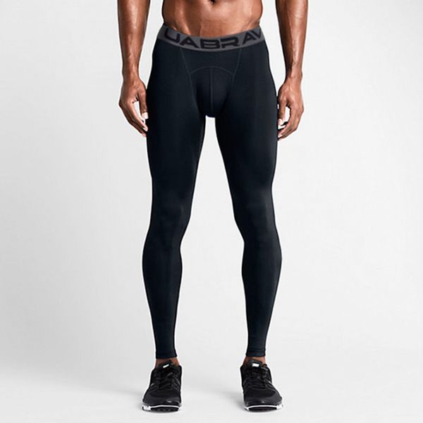 

men running tights jogging sports leggings gym fitness wear elastic athletics quick-drying clothing, White;black
