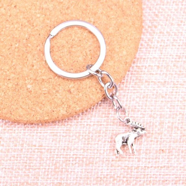 

Fa hion 28mm key ring metal key chain keychain jewelry antique ilver plated moo e deer 18 16mm pendant