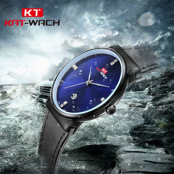 

kat-wach men watches business leather waterproof men wrist watch clock male erkek kol saati relogio masculino, Slivery;brown