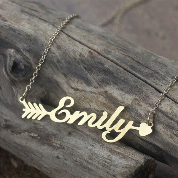 

custom personalized arrow name necklace gold engraved dainty pendant necklace vintage women jewelry wedding anniversary gift, Silver