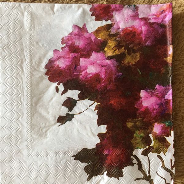 Acheter 2 20 Vintage Serviette En Papier De Découpage Rose Rouge Jaune Fleur Rose Fête De Mariage Cocktail Salon Fête Serviette Guardanapo Serviette