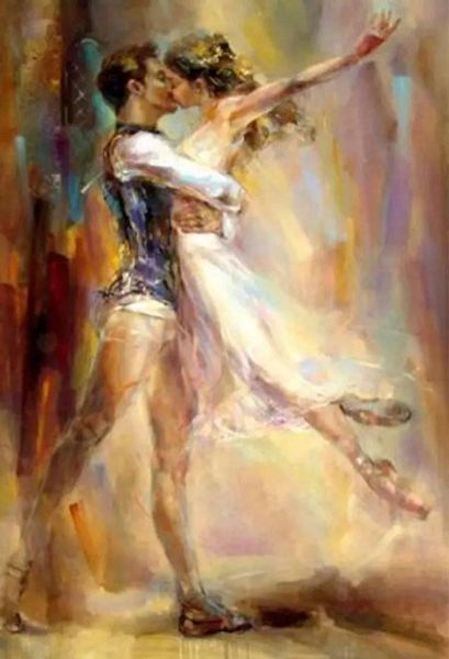 

razumovskaya man woman dancing kiss ballet,handmade portrait art oil painting on canvas for wall decor multi sizes / frame