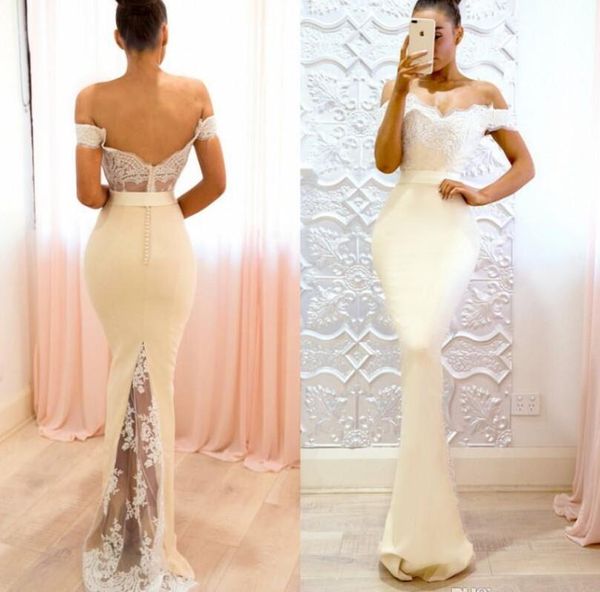 

2018 новый элегантный русалка платья для подружек невесты сексуальные аппликации с открытыми плечами длинные платья фрейлина свадебный прием, White;pink