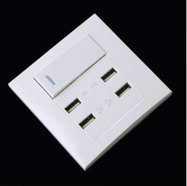 220V 10A Switch Wall Socket 4 Port USB Carregador Power Outlet Painel Adaptador L15