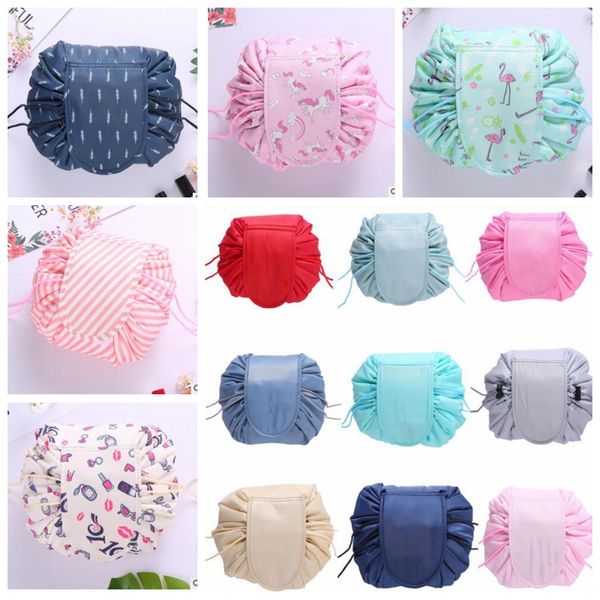 

portable lazy toiletry bag drawstring polyester makeup travel bags flamingo cosmetic bag professional drawstring makeup bag kka5656