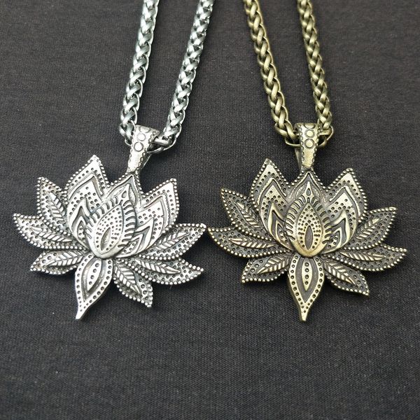 

india retro charm mandala lotus necklace glamour amulet fashion jewelry wholesale, Silver