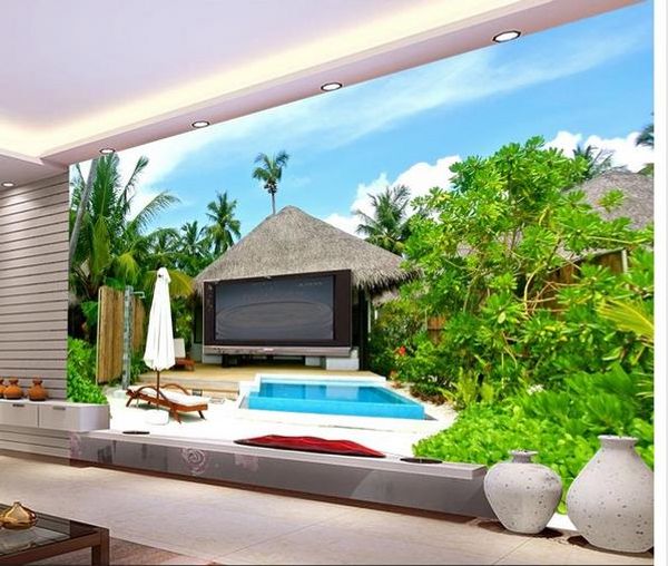 

hd swimming pool landscape decorative painting mural 3d murals wallpaper for living room