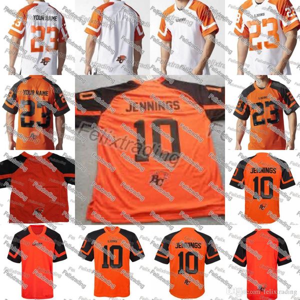 

BC Lions Custom Jerseys 10 Jonathan Jennings Jersey Stitched Any name and number Jersey Free Shipping