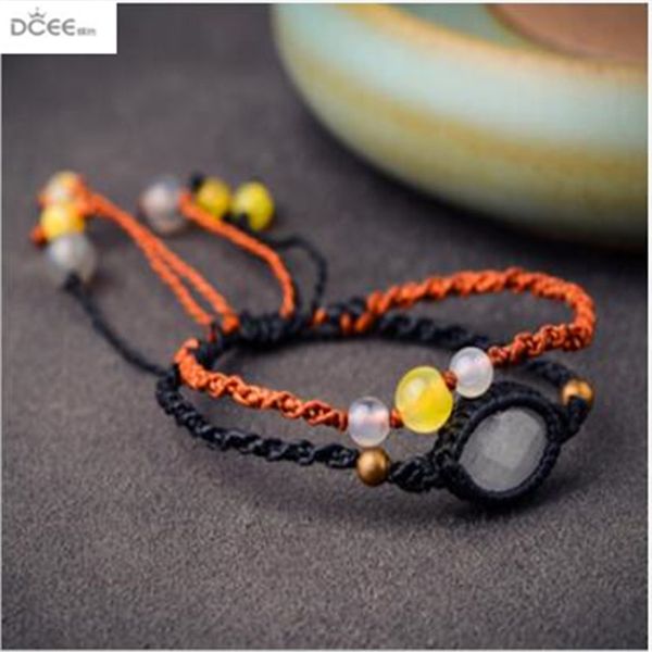 

jewelry chain national wind accessories original handmade bracelet hand decoration women's flower bracelet retro fashion, Black
