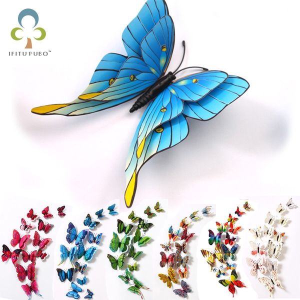 

12pcs 3d large double layer magnet butterfly for kids rooms home decor wall fridge christmas decoration stickers