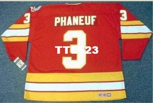 

мужские #3 дион фанеф калгари пламя 1989 ccm старинные ретро прочь хоккей джерси или пользовательские любое имя или номер ретро джерси, Black;red