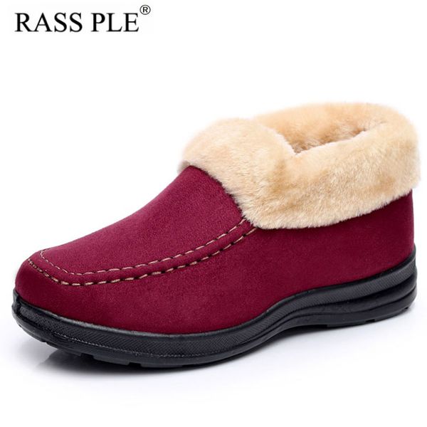 

rass ple 2018 cotton plush snow boots winter warm shoes botte fur boots botas nieve mujer shoes women chaussures femmes, Black