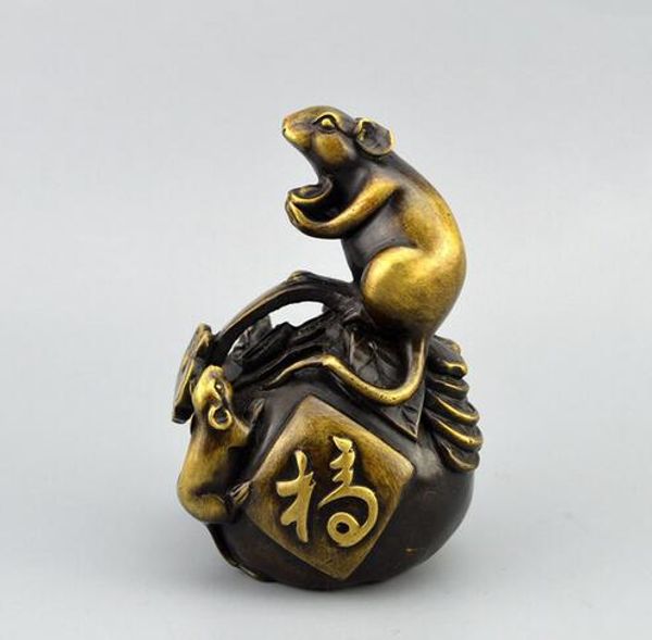 Ornamenti di fortuna in stile cinese Regali bronzo antico ornamenti per topi in rame puro bronzo Zodiac mouse artigianato Feng Shui