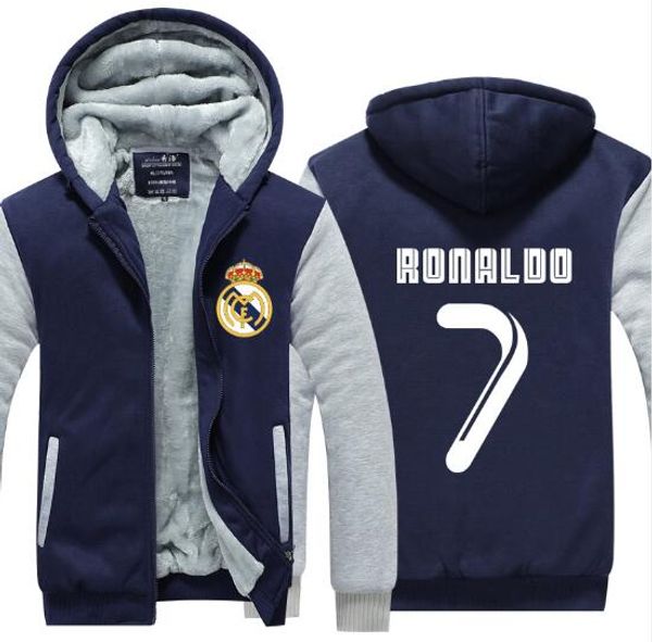 

Новое прибытие Мужчины Женщины CR7 толстовки Криштиану Роналду 2017 куртка сгущает флис молнии с капюшоном мантии хлопка США ЕС размер плюс размер