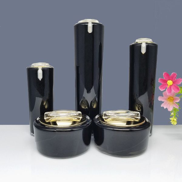 

black gold acrylic cream jar cosmetic bottle container jar acrylic lotion pump bottle 15g 30g 50g 30ml 50ml 100ml f028