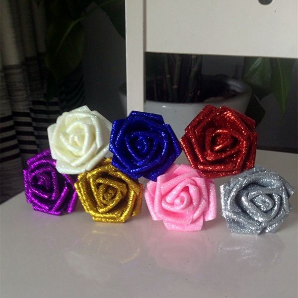 Acheter Pe Artificielle Fleurs Bleu Enchantress Or Poudre Simulation Mousse Bouquet De Mariée Rose Tête De Mariage Décoration Fournitures 0 58jx Ww De