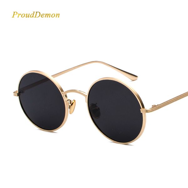 

prouddemon 2018 stylish round sunglasses women classic oval sun glasses yellow red lense metal frame eyewear oculos uv400, White;black