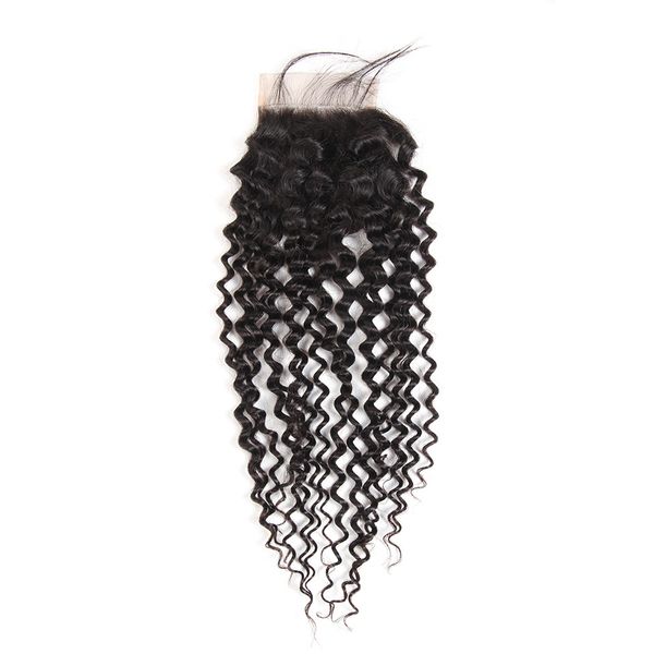 

jerry curl lace closure bleached knots brazilian jerry curl human hair closure middle 3 part 100% human hair, Black;brown