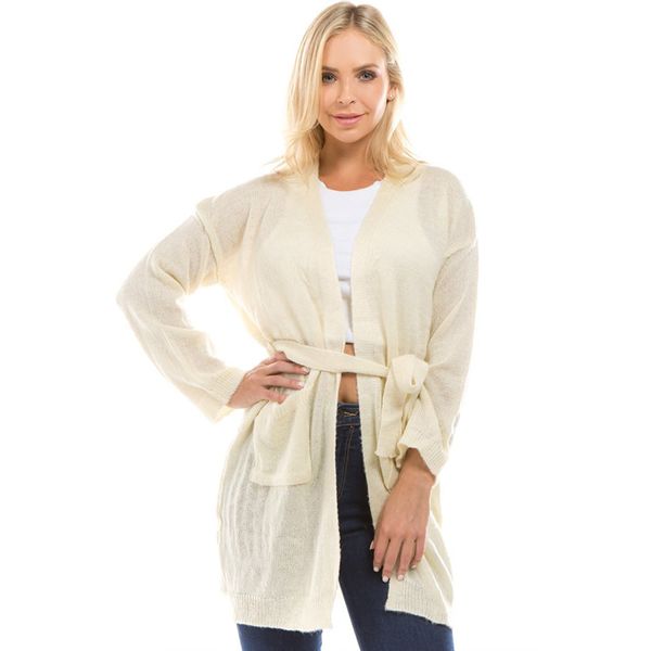 

women long cardigans sweaters long sleeve pocket lace up knitting sweater belt coat femme jacket 2018 autumn women clothing, White;black