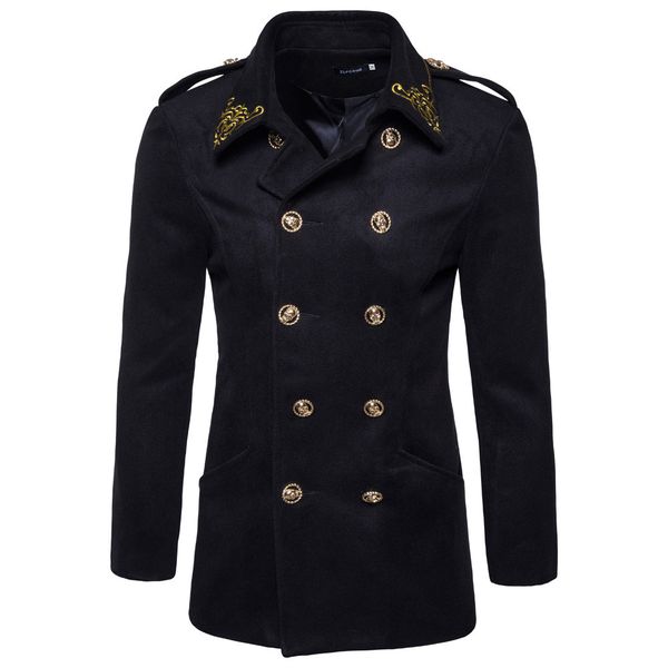 

fashion men's autumn winter casual brode double-breasted suit outwear fashion coat big size quality, Black