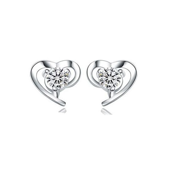 

austrian rhinestone crystal love pendant sterling silver plated stud earrings classic swarovski elements fashion women girl gift jewelry