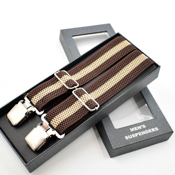 

men leather 3 clip elastic braces men wedding shirt stay locking clamps trousers suspenders adjustable strap garter holder belt, Black;white