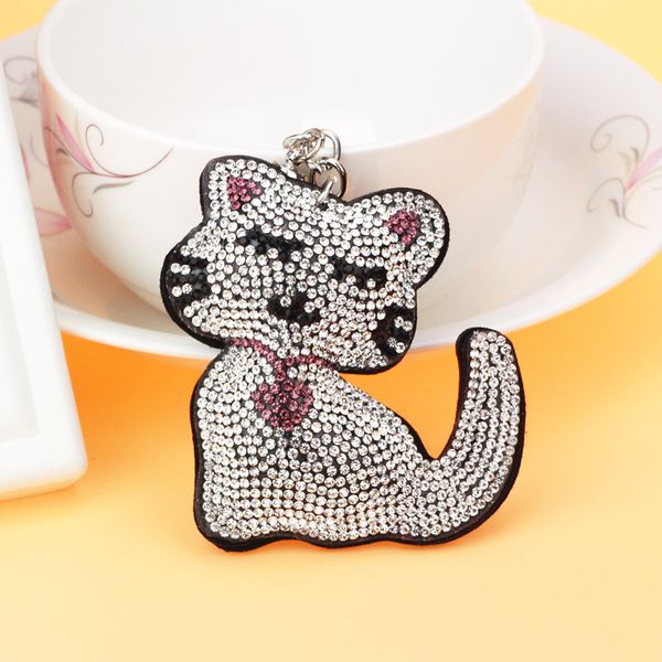 

national wind love tassel rhinestone gothic woman trendy cute animal leather ring pendent silver dress hook cat keychain 6c2358