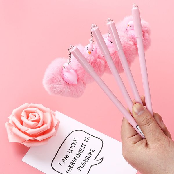 

unicorn/ warm ball plush pendant gel pen ink pen gift school & office writing supply kawai 0.5mm stationery gift