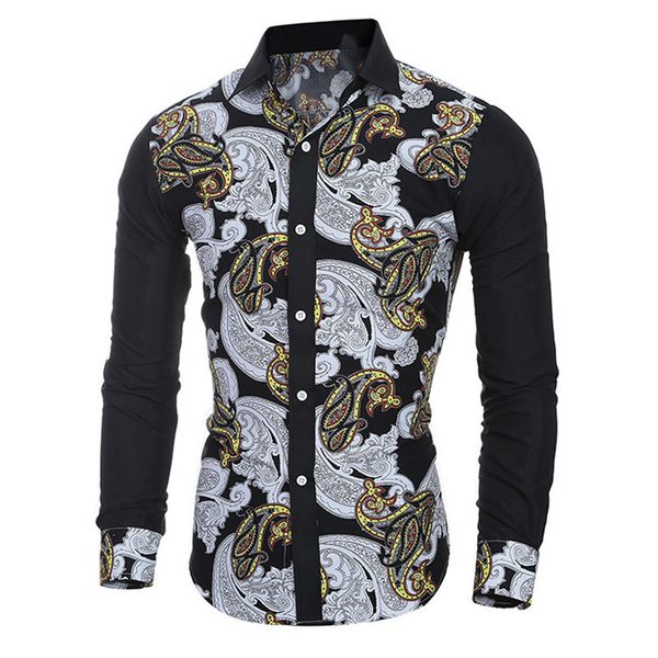 Урожай цветочный принт мужская рубашка джентльмен старинные лоскутное рубашки к