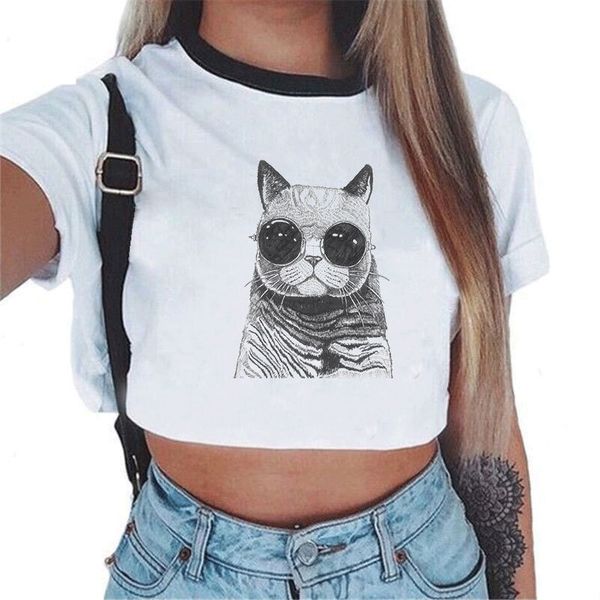 

summer autumn kawaii clothes riverdale t shirt short-sleeved o-neck crop casual fashion fuuny print t shirt women, White