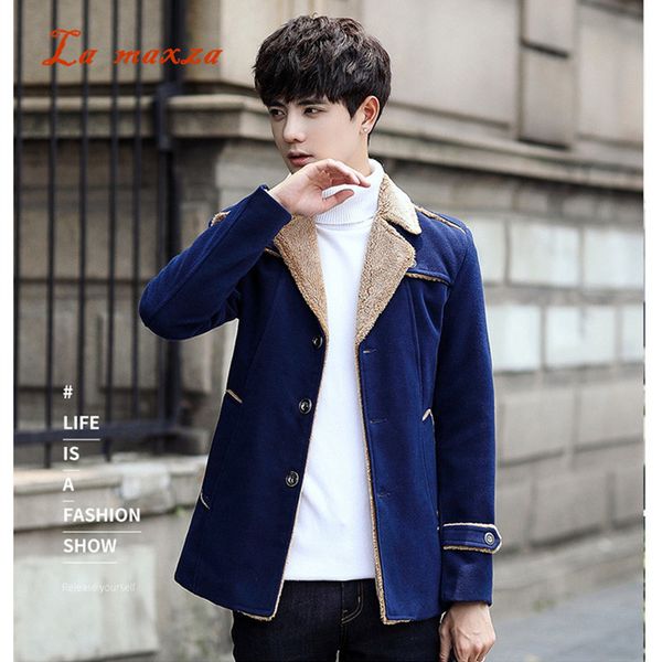 

2018 mens coats overcoats casual fashion korean style slim winter warm dress coat new arrivals 4xl, Black