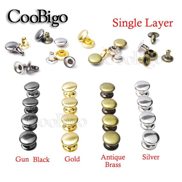 

50set 7mm Round Double Rivet Stud Collision Nail Spike Bag Belt Garment Bracelet Metal For DIY Leathercraft Shoes