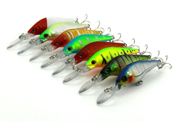 

8шт 3d minnow deep diver приманка 6.6 г жесткие приманки swimbaits 9cmtarget окунь, судак, форель и другие виды в пресной или соленой воде