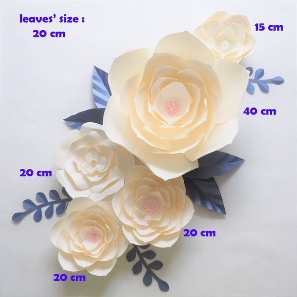 2019 Diy Giant Paper Flowers Backdrop Artificial Handmade Ivory Flower 7 Leaves Wall For Wedding Party Decorations Home Deco From