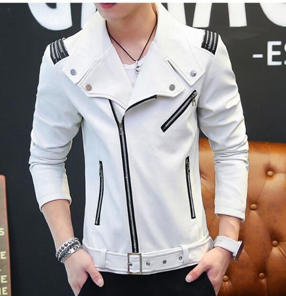 

men's spring and autumn korean new style european and american fashion trend boutique pu non-mainstream leather coat / m-2xl, Black