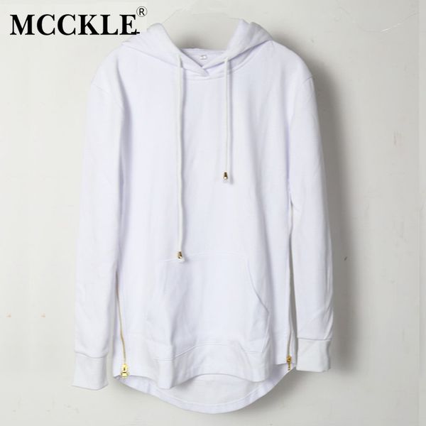

Solid Mcckle British Style Mens Hooded T Shirt Hipster Hip Hop Streetwear Gold Side Zipper Men Extended Arc Cut Long Sleeve Tees