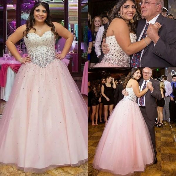 

Luxury Beaded Crystals Ball Gown Quinceanera Dresses Sweet 16 Vestidos de 15 Anos Sweetheart Prom Evening Pageant Gowns Plus Size
