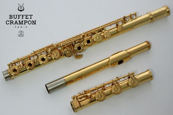

new buffet serirsii brand flute 17 holes c tone open gold plated flute cupronickel musical instruments with case cleaning cloth