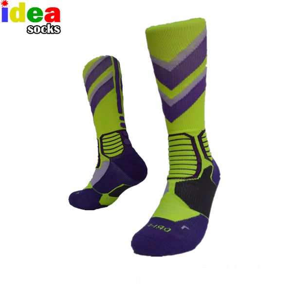 

new fashion elite thick knee hight basket cotton socks man elite crew long professional socks compression, Black