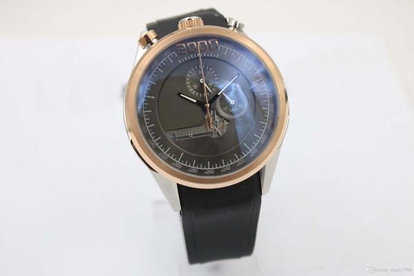 

quartz chronograph men's wristwatch 18k gld bezel coffee face 2000 rubber bezel male watch stainless steel watch ng, Slivery;brown